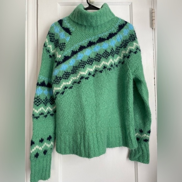 Derek Lam 10 Crosby Diagonal Grammer Fair Isle Turtleneck Sweater Size: Large - Picture 7 of 12